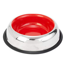 Deals, Discounts & Offers on  - Choostix Dog and Cat Feeding Steel Bowl, Belly Style, Pantone Red, Large, 1650 ml