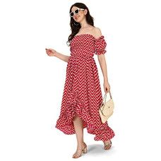 Deals, Discounts & Offers on Women - [Size: 2XL] OOMPH! Women's Crepe A-Line Maxi Dress (Smocked)