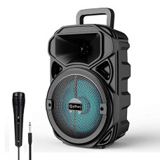 Deals, Discounts & Offers on  - pTron Newly Launched Fusion Maxx 20W Bluetooth Wireless Party Speaker with Wired Karaoke Mic, 20Hrs Playtime, Immersive Sound, BT V5.2, 3.5mm AUX, USB, Micro SD Card Slot & Integrated Controls (Black)