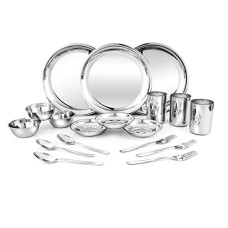 Deals, Discounts & Offers on  - Shri & Sam Stainless Steel Delight Dinner Set, 18 Pieces