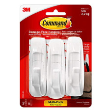 Deals, Discounts & Offers on  - Command 17003ES 3M Large Plastic Utility Hook with 2 Strips- Pack of 3 (White, 17003-VP-3PK)