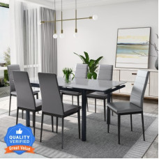 Deals, Discounts & Offers on Furniture - Flipkart Perfect Homes Cayman Extendable Metal 6 Seater Dining Set(Finish Color -Black, Knock Down)