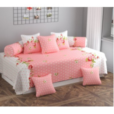 Deals, Discounts & Offers on  - HIDECOR Polycotton Floral Diwan Set(Pink, White)