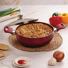 Deals, Discounts & Offers on Cookware - Cello Crown Induction Base Kadhai 2.5 LTR Glass Lid -Maroon