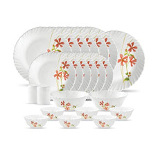 Deals, Discounts & Offers on  - La Opala, Novo Collection, Opal Glass Dinner Set 23 pcs, Coral Charm, White
