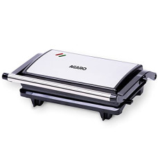 Deals, Discounts & Offers on  - AGARO Deluxe 750 Watts Sandwich/Panini Maker With Non-Stick Grill Plates, 180 Flat Openable Plates (Steel)