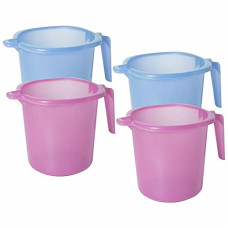 Deals, Discounts & Offers on  - Wonder Plastic Dyna 1000 ST Bathroom Mug, Strong Plastic Material ,for use in Bathroom, Kitchen, Laundry, Garage ,Pack of 4 Pc, 1000 ml, Pink Blue Color