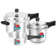 Deals, Discounts & Offers on Cookware - Pigeon By Stovekraft Special Aluminium Pressure Cooker Combo with Outer Lid Gas Stove Compatible 2, 3, 5 Litre Capacity