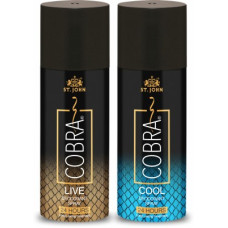 Deals, Discounts & Offers on  - ST-JOHN Cobra Deo Cool (150 ml) & Cobra Deo Live (150 ml) Deodorant Spray - For Men(300 ml, Pack of 2)