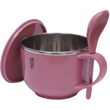 Deals, Discounts & Offers on  - Jaypee Plus Stainless Steel Soup Bowl With Lid & Spoon Holder Souptok Pink Stainless Steel, Plastic Soup Bowl(Pink, Pack of 3)