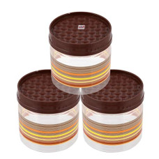 Deals, Discounts & Offers on  - Fun Homes Rainbow Plastic Airtight Pet Jar Container Set,350 ML(Brown)-Pack of 3-FHUNH16362