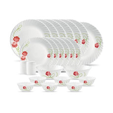 Deals, Discounts & Offers on  - La Opala, Novo Collection, Opal Glass Dinner Set 23 pcs, Dainty Swirls, White