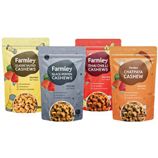 Deals, Discounts & Offers on  - Farmley Roasted Cashew Nuts I 4 Roasted Kaju (Black Pepper, Thai Chilli, Chatpata Masala Cashews, Classic Salted) Combo 800g