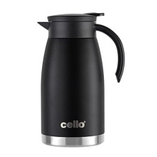 Deals, Discounts & Offers on  - Cello Duro Stainless Steel Pot with Double Wall Vacuum Insulation & Non Skid Base, 1100ml, Black