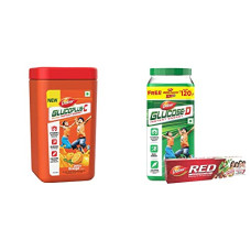 Deals, Discounts & Offers on  - Dabur GlucoPlus-C Instant Energy Glucose Juicy & Tasty Orange Flavour - 400g Jar + Dabur Glucose D Instant Energy Glucose Juicy & Tasty - 1 kg with Dabur Red Paste 200g free