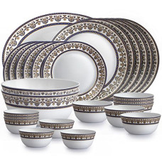 Deals, Discounts & Offers on  - Cello Opalware x Amitabh Bachchan Solitaire Series Blu Dinner Set of 33, White