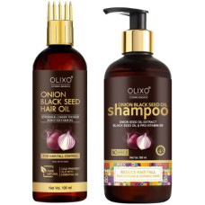 Deals, Discounts & Offers on  - OLIXO Onion Black Seed Hair Oil With Comb Applicator And Onion Shampoo(2 Items in the set)