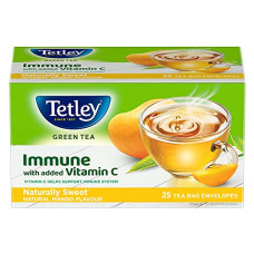 Deals, Discounts & Offers on  - Tetley | Naturally Sweet Green Tea with Mango Flavour | Immune with Added Vitamin C | Green Tea | 25 Tea Bags