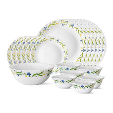 Deals, Discounts & Offers on  - Larah by Borosil Cripper Opalware Dinner Set, 19-Pieces, White