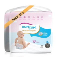 Deals, Discounts & Offers on Baby Care - Bumtum Ultra Slim Medium Baby Diaper Pants, 56 Count, For Sensitive Skin, 12 Hrs Protection,Cottony Soft Anti-Rash Layer, Wetness Indicator (Pack of 2)