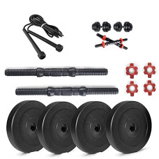 Deals, Discounts & Offers on  - Spanco Home Gym with 24 Kg. P.V.C Weight Plates (5 Kg. X 4 = 20 Kg. + 2 Kg. X 2 = 4 Kg.), Black 14 Inch Dumbbell Rods