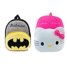 Deals, Discounts & Offers on Backpacks - DAKSH ENTERPRISE Batman Combo Velvet Soft Plush Cartoon School Bag Combo