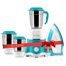 Deals, Discounts & Offers on  - Longway Super Dlx 700 W Mixer Grinder with 3 Jars (Powerful Motor with 1 Year warranty White & Blue) & Kwid 750 W Dry Iron (White & Blue)