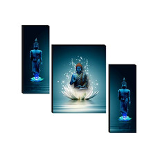 Deals, Discounts & Offers on  - SAF Set of 3 Religious Buddha UV Coated Home Decorative Gift Item Self Adeshive Painting 18 Inch X 12 Inch SANFJM31057, Multicolour