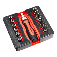 Deals, Discounts & Offers on  - AmazonBasics 23-Piece Magnetic Ratchet Wrench and Screwdriver Set -23-Pieces