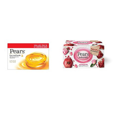 Deals, Discounts & Offers on  - Pears Pure And Gentle Soap Bar, 125g (Pack Of 3) & Natural Pomegranate Brightening Bathing Soap Bar, 125 g (Pack of 3)