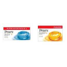 Deals, Discounts & Offers on  - Pears Soft and Fresh Bathing Bar, 125g (Buy 3 Get 1 Free) & Pears Pure And Gentle Soap Bar, 125g (Pack Of 3)