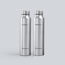 Deals, Discounts & Offers on  - Wonderchef Fridge-Bot, 1000ml (Pack Of 2), Stainless Steel Single Wall Water Bottle, Spill & Leak Proof, 2 Years Warranty
