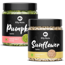 Deals, Discounts & Offers on  - Elly Nuts Raw Pumpkin Seeds - 250 gm, High Fiber + Sunflower Seeds | Surajmukhi Ke Beej Raw Sunflower Seeds