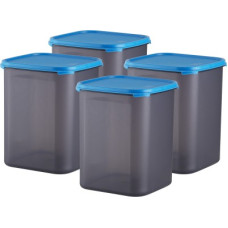 Deals, Discounts & Offers on Kitchen Containers - POLYSET Magic Seal Square Container 5500ML Black Bottom Blue Lid, - 5500 ml Plastic Utility Container(Pack of 4, Blue)