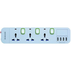 Deals, Discounts & Offers on  - Anchor By Panasonic Spike Guard 3 Socket + 4 USB with Individual Switch 3 Socket Extension Boards(White, 1.5 m, With USB Port)