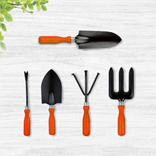 Deals, Discounts & Offers on Gardening Tools - CINAGRO Garden Tool Kit with Orange Color Handle Comfortable and Durable (Set of 5)
