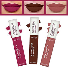 Deals, Discounts & Offers on Beauty Care - FORFOR Power Stay Long Last Matte Lipstick Combo of 3 - Waterproof (12 hrs stay) (Pink Blush , Cocoa Brown , Sandy Nude, Pack of 3)