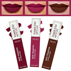 Deals, Discounts & Offers on Beauty Care - FORFOR Power Stay Long Last Matte Lipstick Combo of 3 - Waterproof (12 hrs stay) (Bridal Maroon , Pink Blush , Cocoa Brown, Pack of 3)