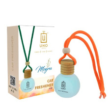 Deals, Discounts & Offers on  - UNO Aroma Car Freshener Hanging with Mogra Fragrance/Our Car Perfumes match your Car Accessories Interiors/Long Lasting Good Smell Essential Oils Bottle with Wooden Lid 15ml