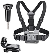 Deals, Discounts & Offers on Accessories - TECHONTO Adjustable Chest Harness Belt Strap Mount Light Weight 3 Points Elastic Compatible with Gopro Hero 8/7/6,SJCAM, Yi, DJI Osmo Action & Other Action Cameras (Black)