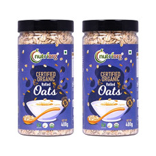 Deals, Discounts & Offers on  - Nutriorg Organic Rolled Oats 800g ( Pack of 2*400g) | Gluten Free | Weight Management | High Fiber Oats