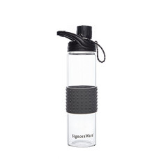 Deals, Discounts & Offers on  - Signoraware Aqua Glow Borosilicate Glass Water Bottle, Set of 1, (Black, 550ml/21mm)