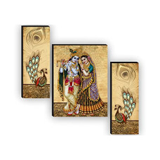 Deals, Discounts & Offers on  - SAF Set of 3 Radha Krishna Paintings