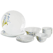 Deals, Discounts & Offers on  - Borosil Fluted Lavender Dinner Set, 25-Pieces, White