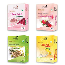 Deals, Discounts & Offers on  - glowious Combo Pack of 4 (Rose Petal, Lemon Peel, Amla & Hibiscus Powder) 200gms (50gX4)