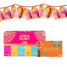Deals, Discounts & Offers on  - Open Secret Snack Gifts Hamper Box| Assorted Chocolate Cookies Biscuits, Decor Lights Lantern, Card| Healthy Snacks Combo