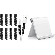 Deals, Discounts & Offers on Electronics - STRIFF 12 Pieces Highly Flexible Silicone Micro USB Protector, Mouse Cable & UPH2W Multi Angle Tablet/Mobile Stand. Holder