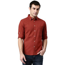 Deals, Discounts & Offers on Men - Dennis Lingo Men's Cotton Solid Slim Fit Casual Shirt with Pocket, Roll Up Full Sleeve Shirt