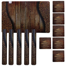 Deals and Offers on  - Heart Home Wooden Printed PVC Stain Resistant, Anti-Skid, Waterproof 6 Pcs Placemats with 6 Pcs Tea Coasters Set Deals, Discounts & Offers on  - Heart Home Wooden Printed PVC Stain Resistant, Anti-Skid, Waterproof 6 Pcs Placemats with 6 Pcs Tea Coasters Set