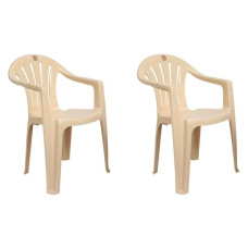 Deals, Discounts & Offers on Furniture - Cello Capri Chair Set (Plastic, Beige, Pack of 2)
